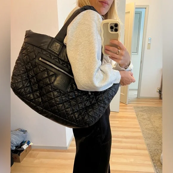 Chanel cocoon large black quilted nylon tote leather details 100% authentic - Picture 5 of 17